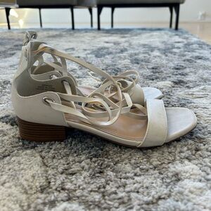 White lace up sandals